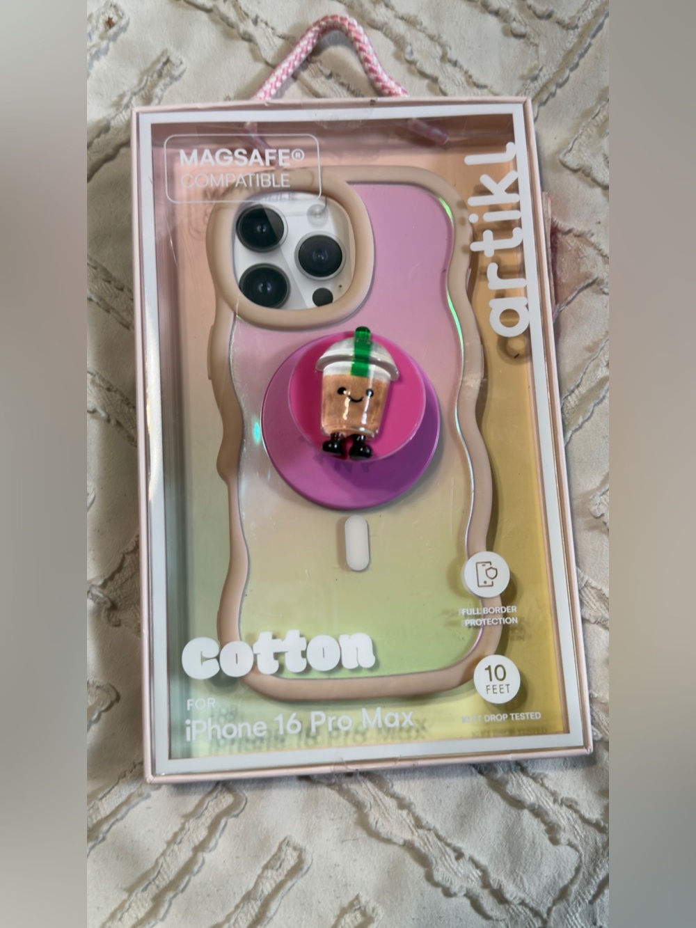 16 pro max wavy holographic case with spin socket